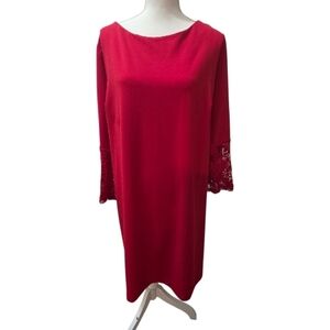 Sharagano Red Long Sleeve Dress with Lace